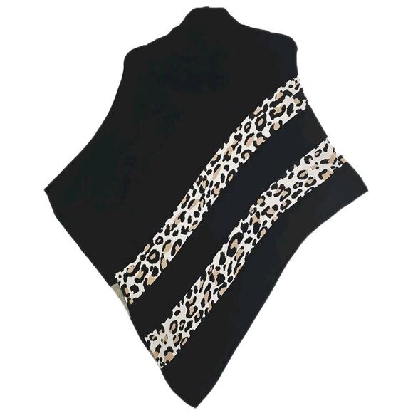 Chico's ~Woman L/XL~ Black Poncho Asymmetric Top Lagenlook Artsy Boho Turtleneck - Picture 12 of 16